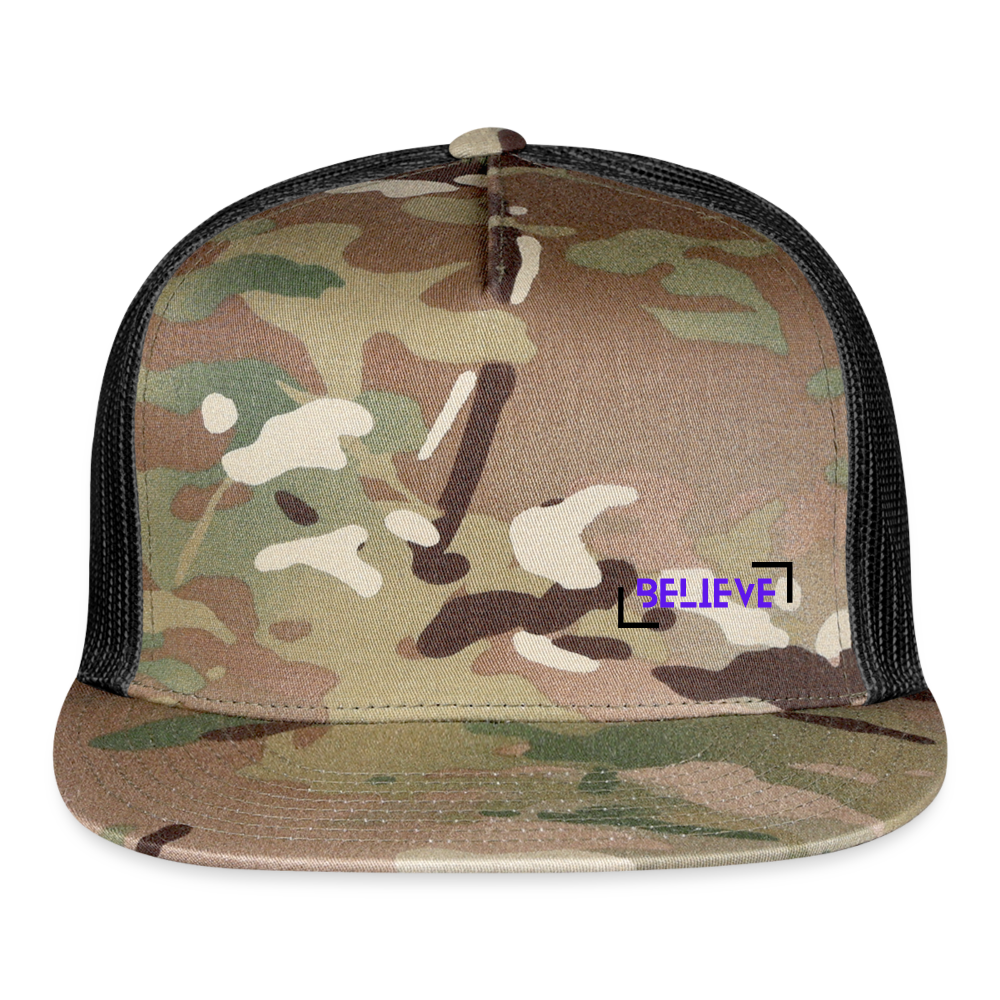 Trucker Cap believe hat casual, street, fishing, hunting hat - MultiCam\black