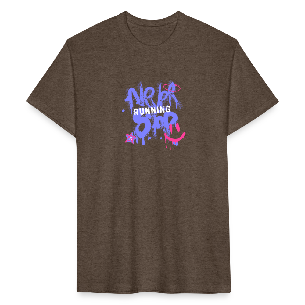 Fitted Cotton/Poly T-Shirt by Next Level never stop running - heather espresso