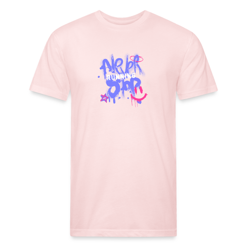 Fitted Cotton/Poly T-Shirt by Next Level never stop running - blush pink 