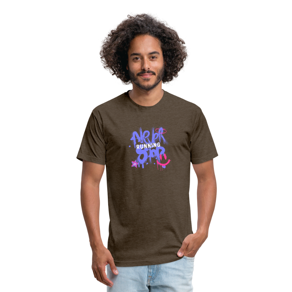 Fitted Cotton/Poly T-Shirt by Next Level never stop running - heather espresso