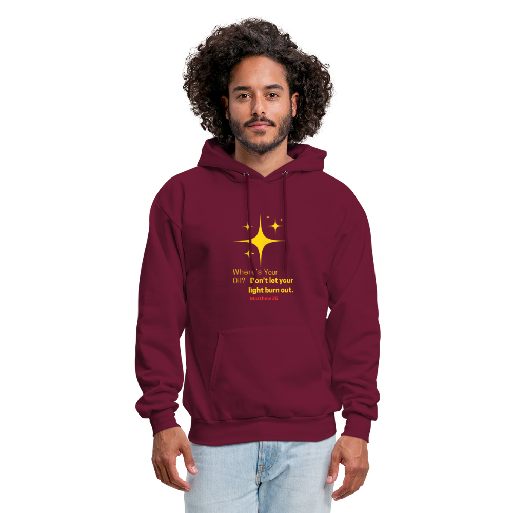 Men's Hoodie wheres your oil - burgundy