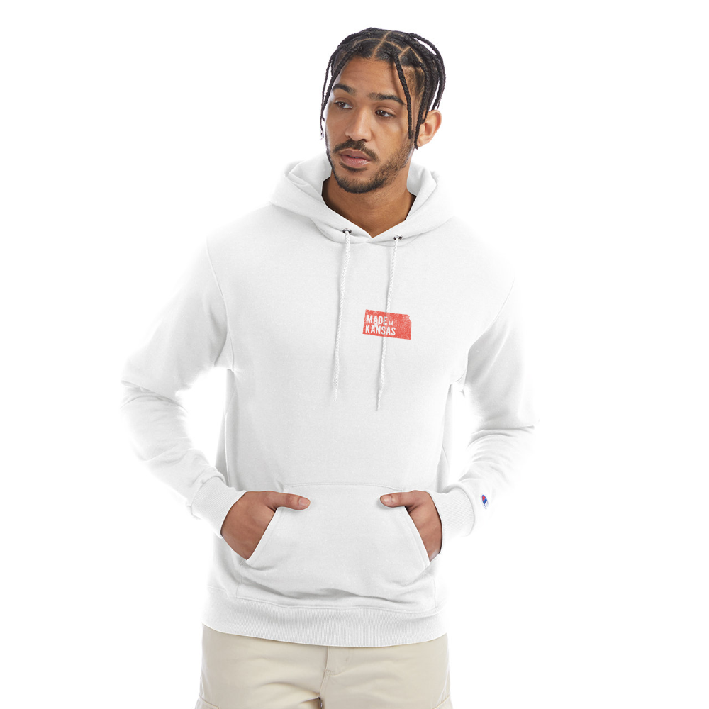 Champion Unisex Powerblend Hoodie made in Kansas - white