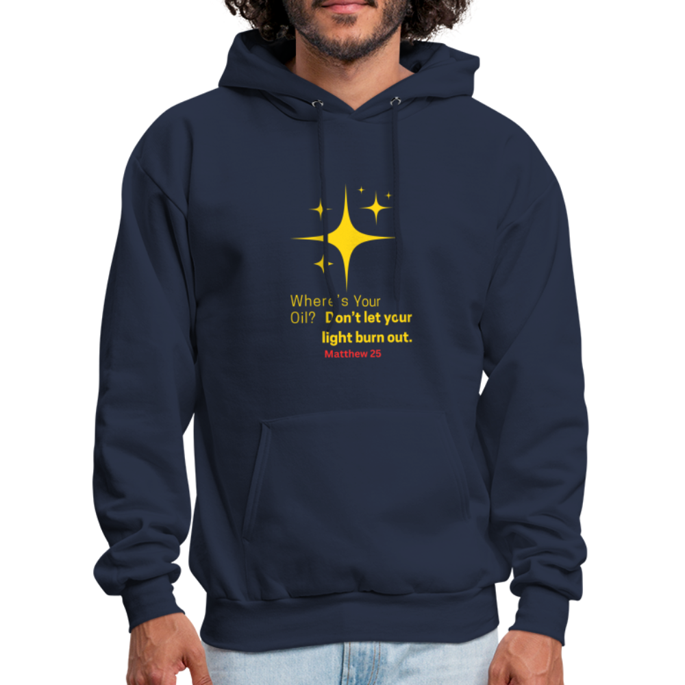 Men's Hoodie wheres your oil - navy