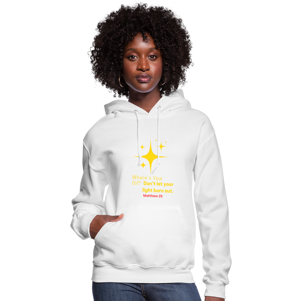 Women's Hoodie wheres your oil - white