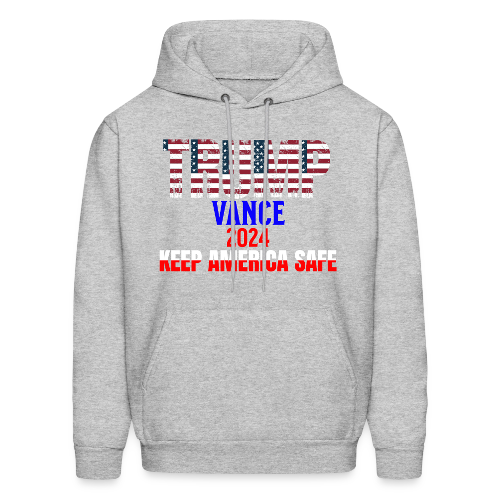 Men's Hoodie Trump Vance Hoodie Keep America Safe - heather gray