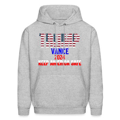 Men's Hoodie Trump Vance Hoodie Keep America Safe - heather gray