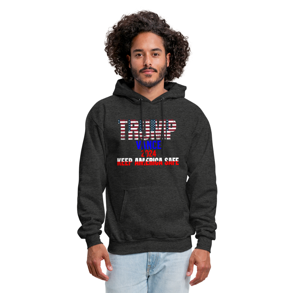 Men's Hoodie Trump Vance Hoodie Keep America Safe - charcoal grey