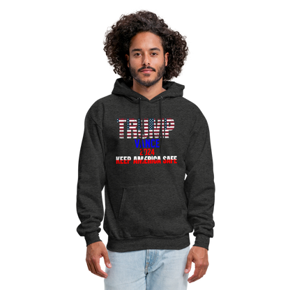 Men's Hoodie Trump Vance Hoodie Keep America Safe - charcoal grey