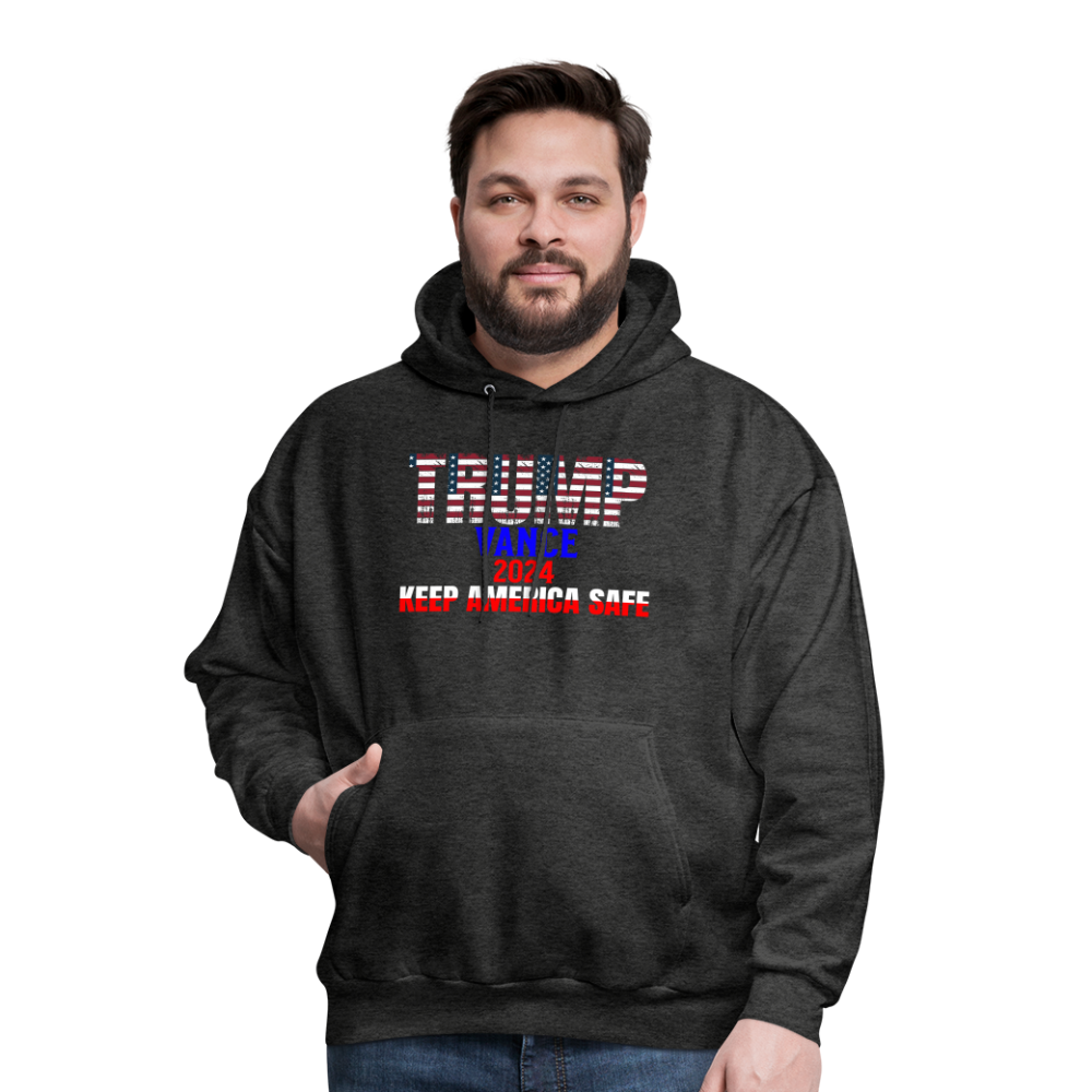 Men's Hoodie Trump Vance Hoodie Keep America Safe - charcoal grey