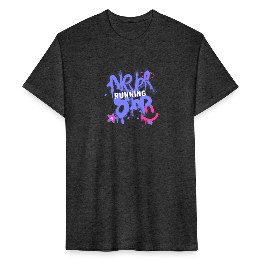 Fitted Cotton/Poly T-Shirt by Next Level never stop running - heather black