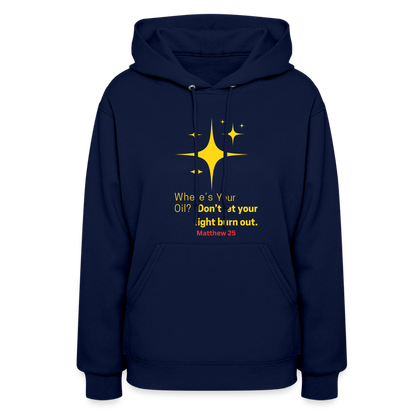 Women's Hoodie wheres your oil - navy