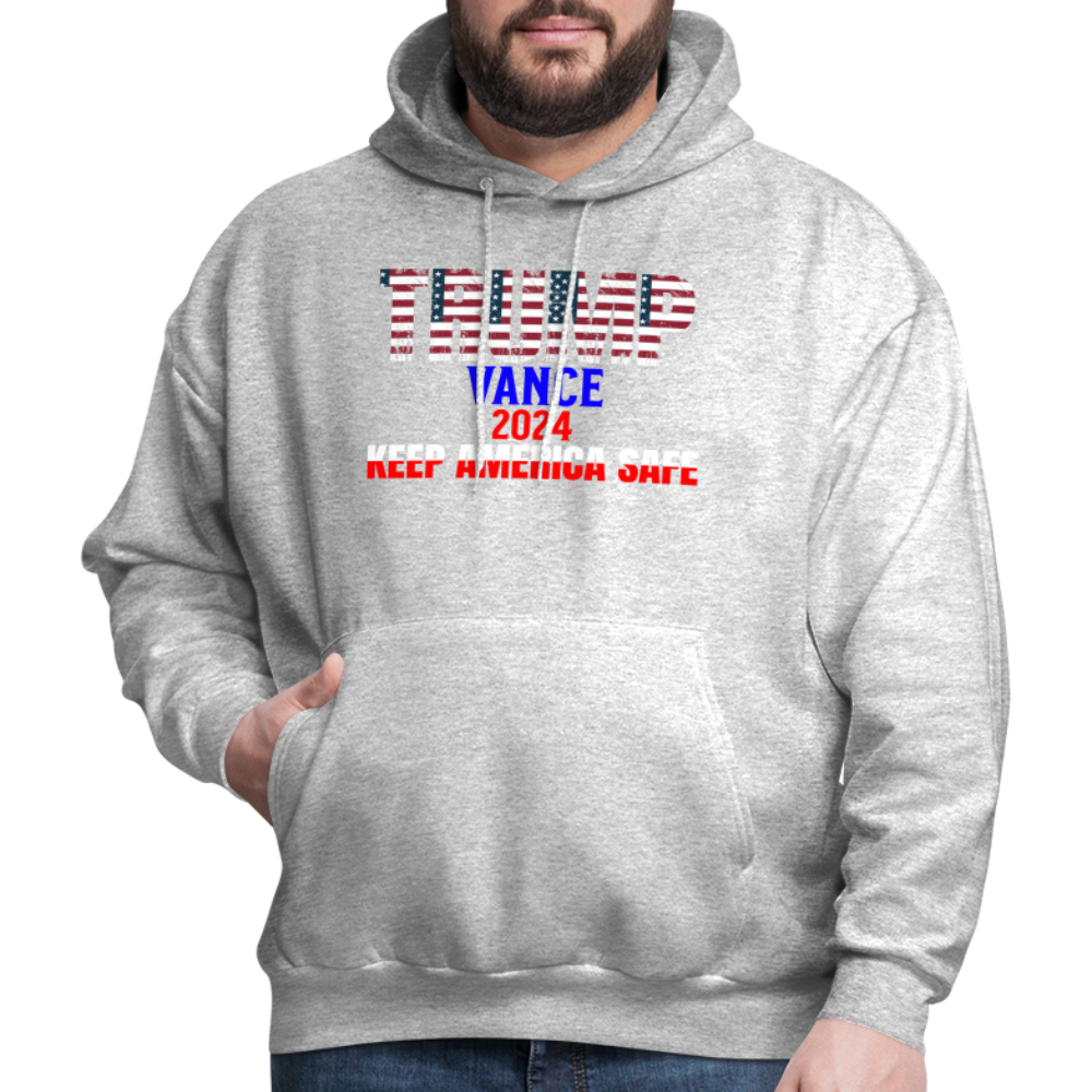 Men's Hoodie Trump Vance Hoodie Keep America Safe - heather gray