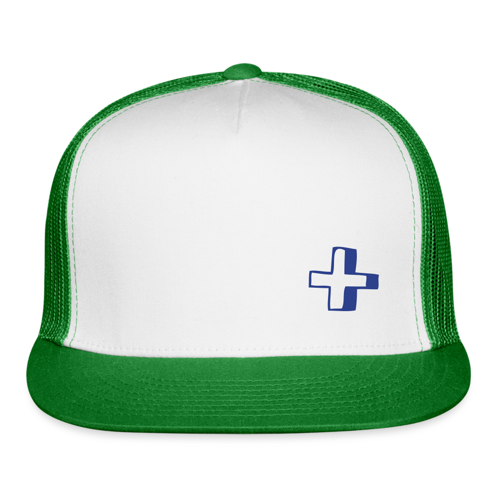 Trucker Cap cross - white/kelly green