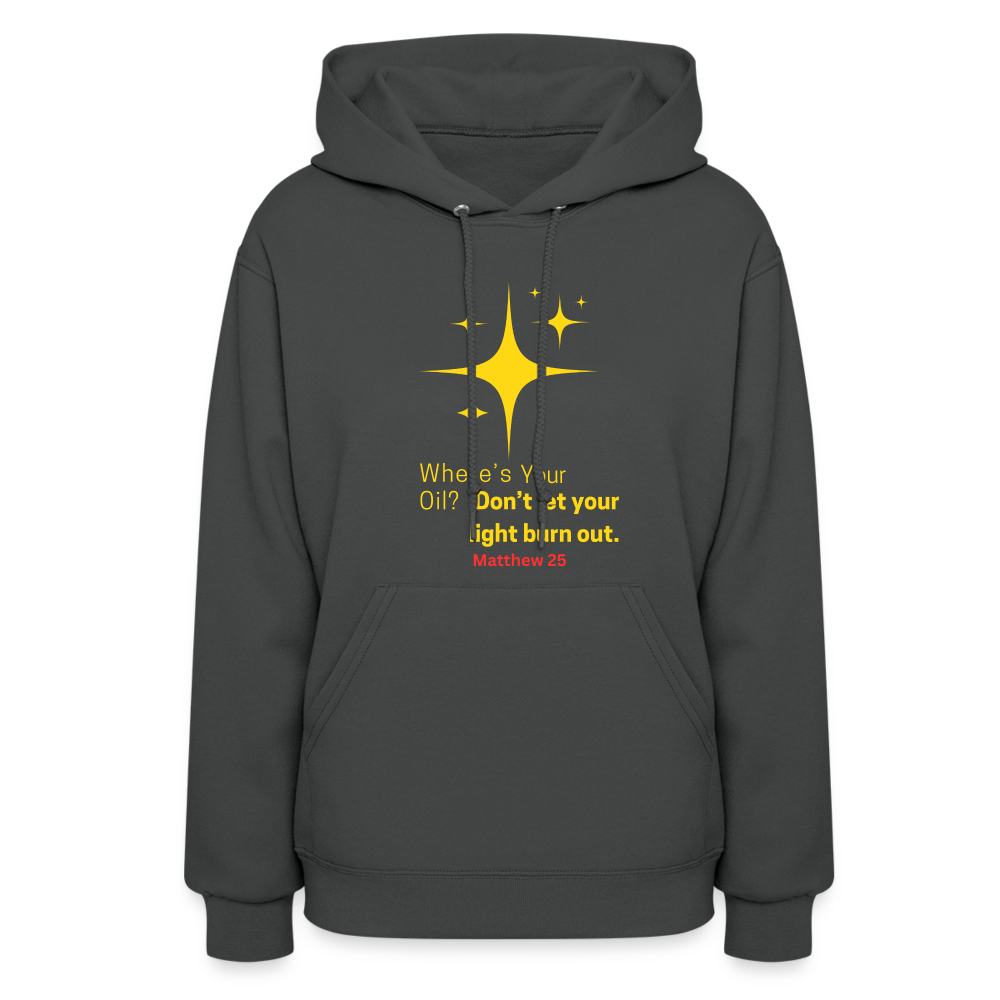 Women's Hoodie wheres your oil - asphalt