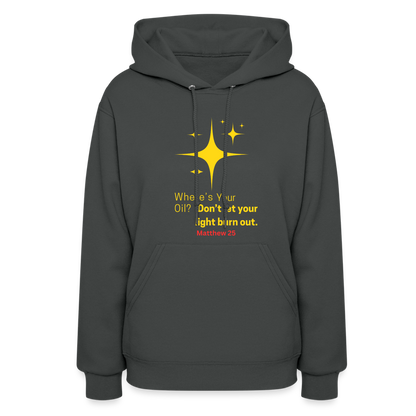 Women's Hoodie wheres your oil - asphalt