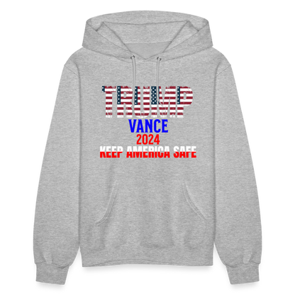 Women's Hoodie Trump Vance Hoodies Keep America safe - heather gray