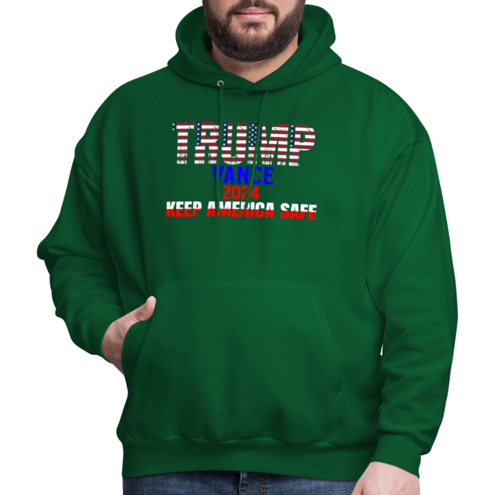 Men's Hoodie Trump Vance Hoodie Keep America Safe - forest green