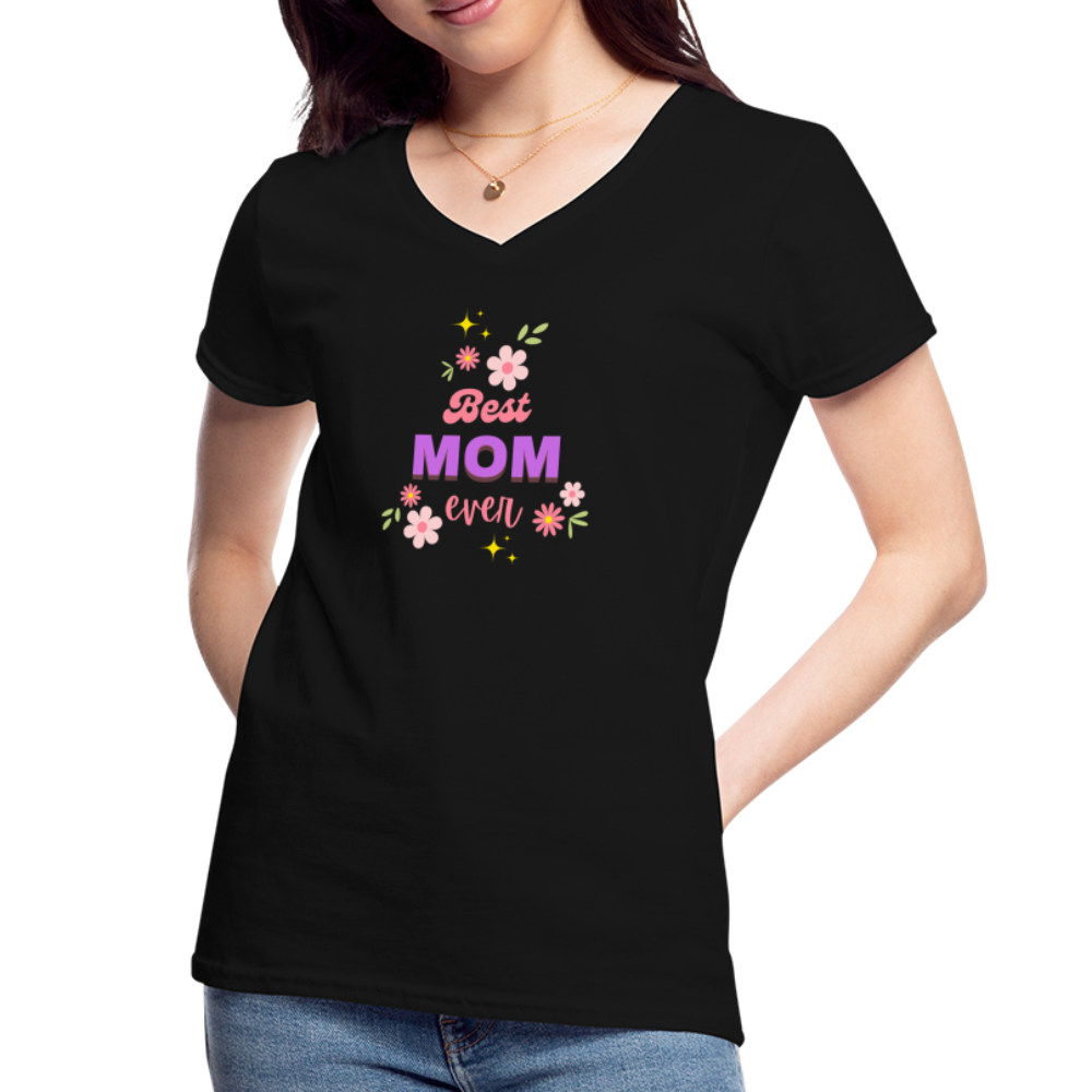 Women's V-Neck T-Shirt best mom ever - black