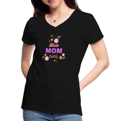 Women's V-Neck T-Shirt best mom ever - black