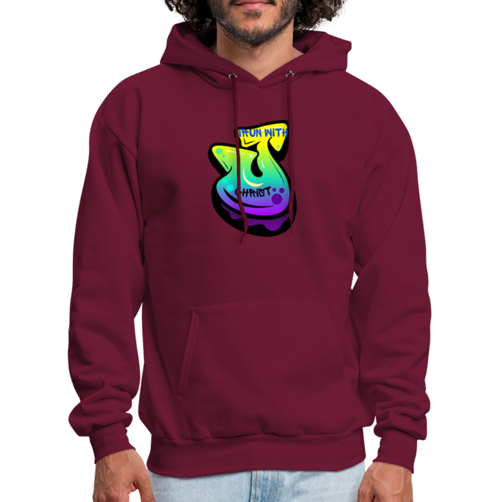 Men's Hoodie I run with Christ - burgundy