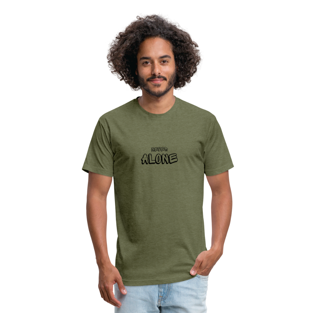 Fitted unisex/Poly T-Shirt by Next Level never alone - heather military green