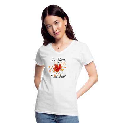 Women's V-Neck T-Shirt let your love fall