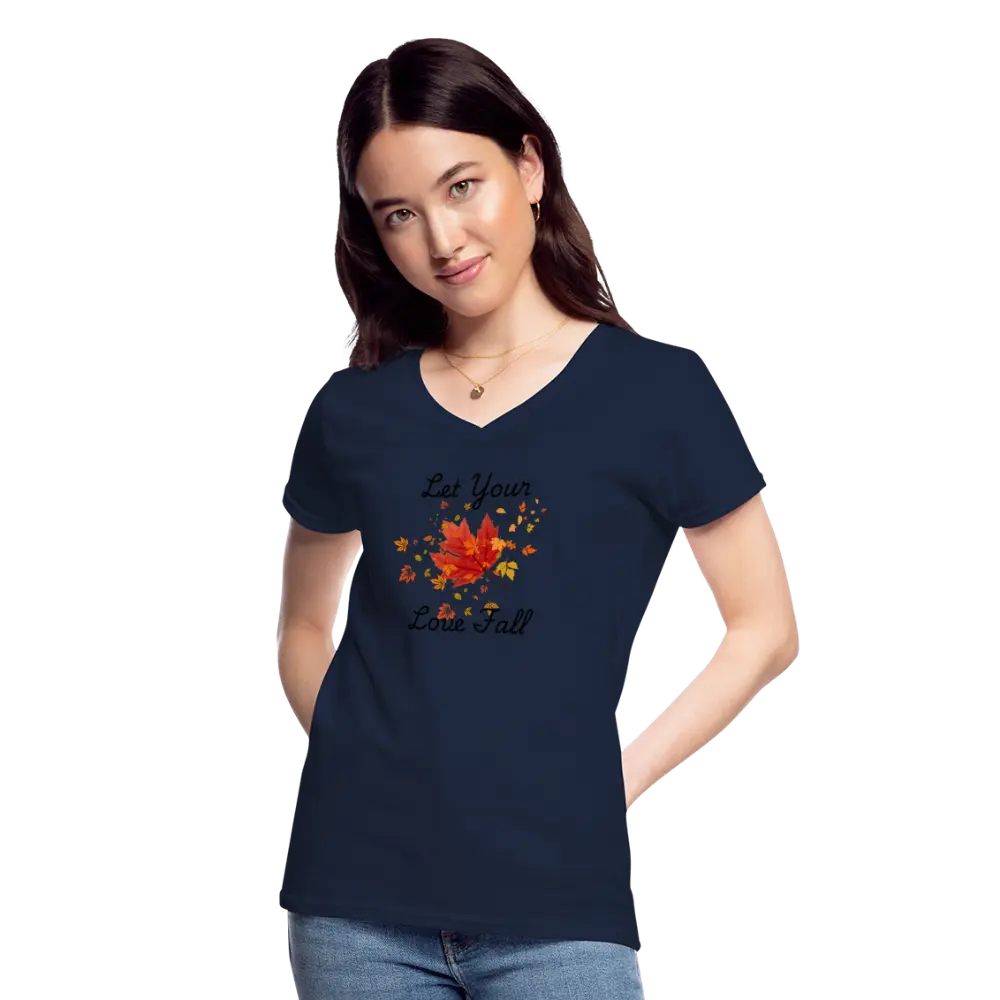 Women's V-Neck T-Shirt let your love fall