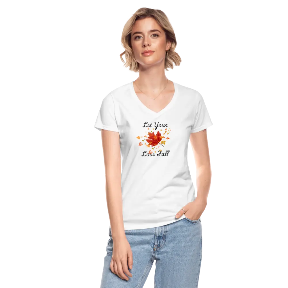 Women's V-Neck T-Shirt let your love fall