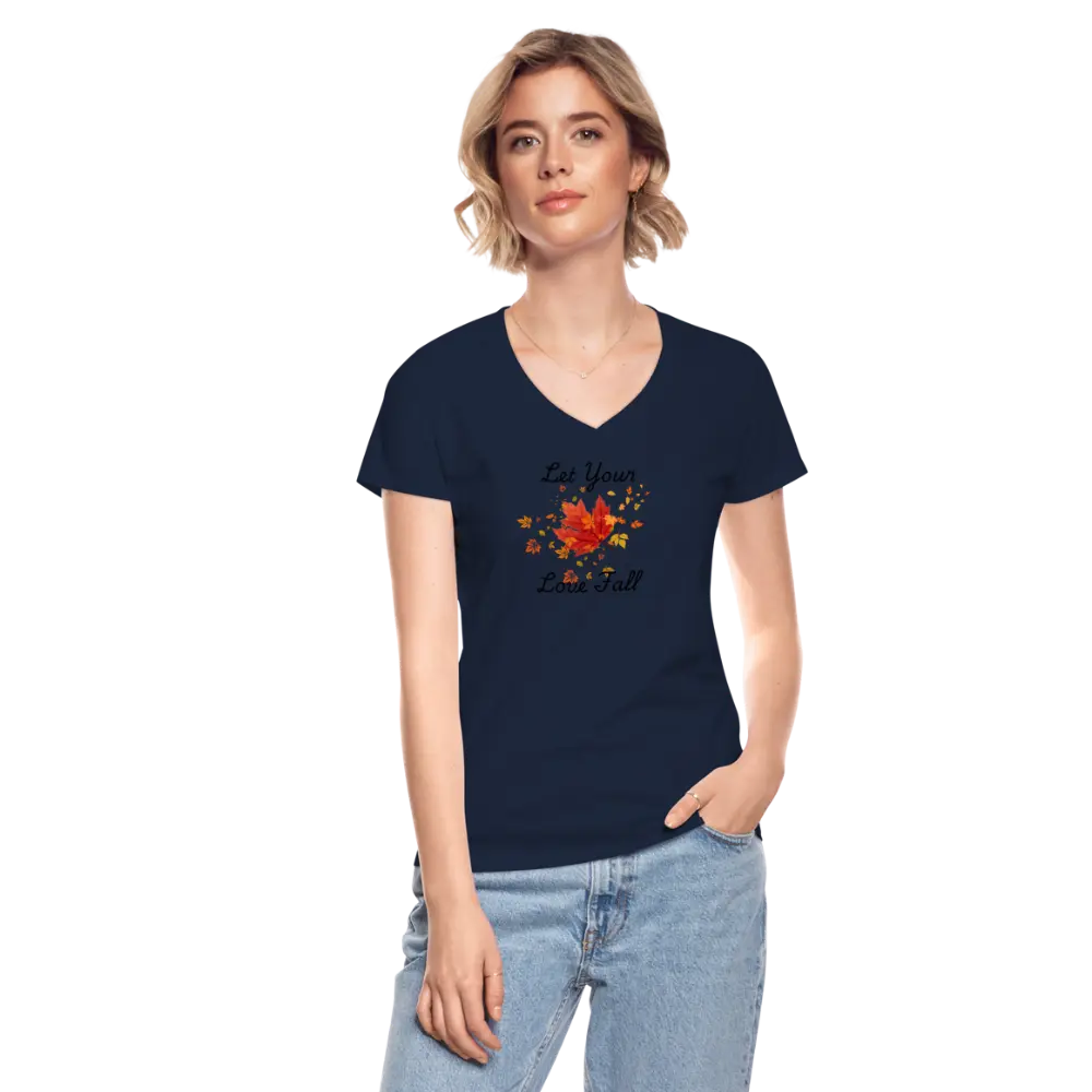 Women's V-Neck T-Shirt let your love fall